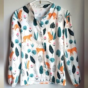 Jungle Cheetah long-sleeve button up shirt